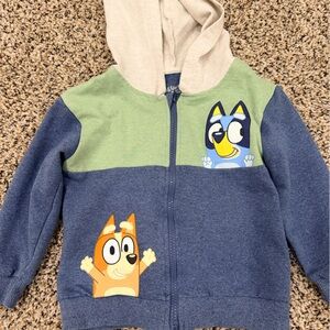 Playful Character Kids Hoodie - Blue, Green, and Cream
